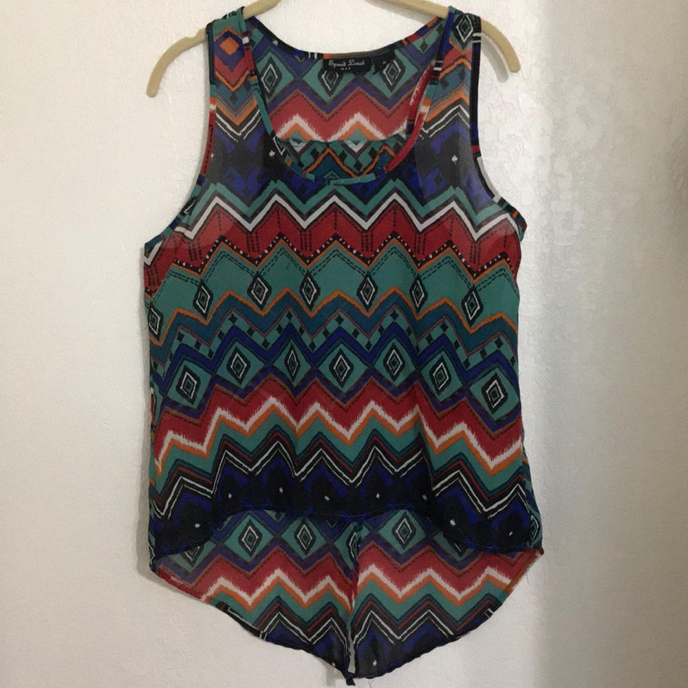 Pattern blouse Red/blue/green/white/orange.